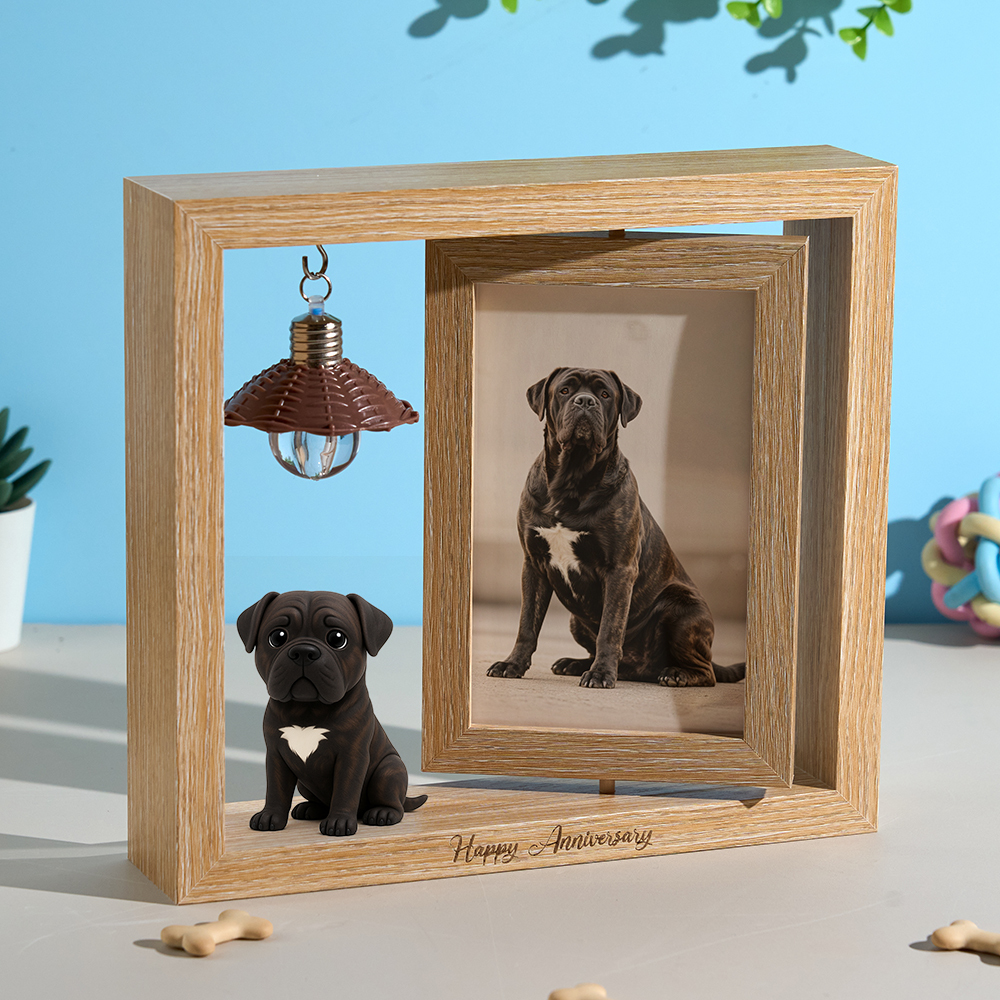 Custom 3D Figure from Your Photo Rotating Wooden Picture Frame Lighted Display Romantic Anniversary Gift for Couples Valentine Gift - 