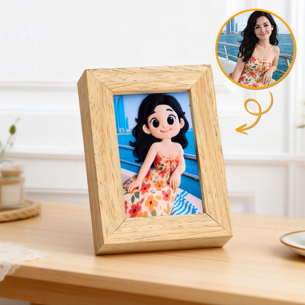 Custom 3D Relief Photo Frame Cartoon Style Personalized Photo Gift for Couples Valentines Day Anniversary Decor