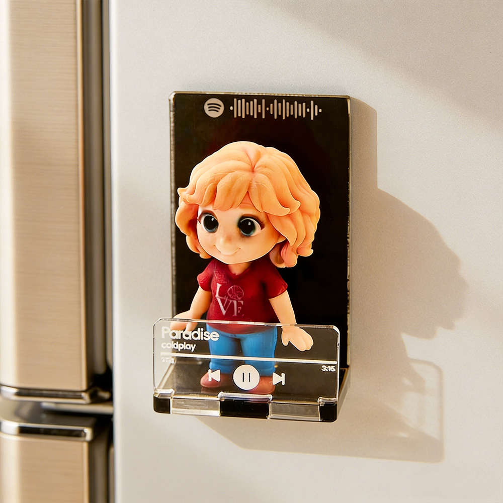 Custom 3D Action Figure from Your Photo Personalized Music Code Fridge Magnet Unique & Memorable Gift for Lovers, Boyfriends, Girlfriends