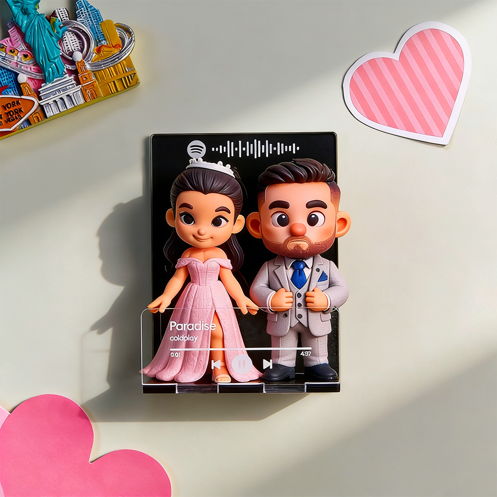 Custom 3D Action Figure from Your Photo Personalized Music Code Fridge Magnet Unique & Memorable Gift for Lovers, Boyfriends, Girlfriends