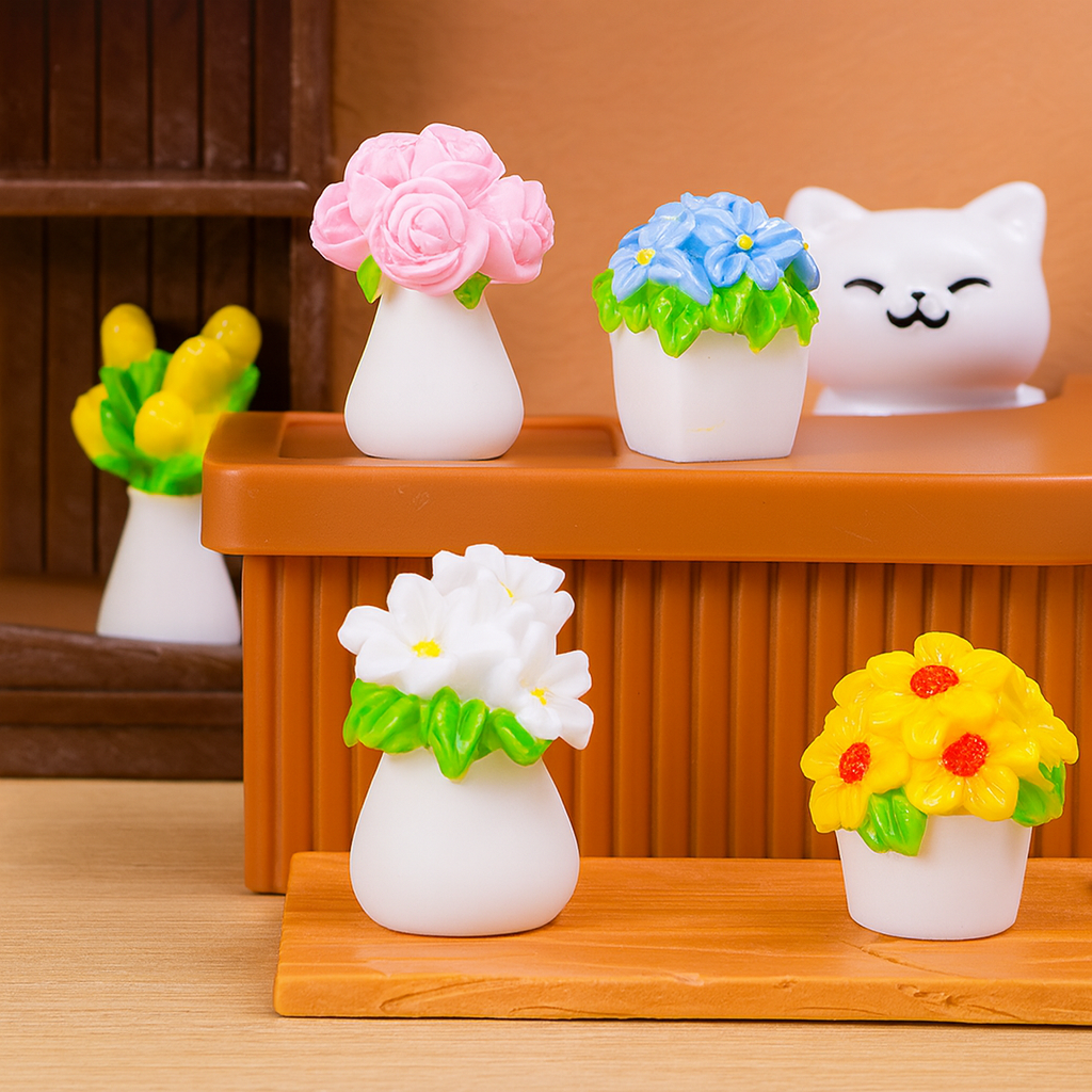 Fake Plants for Dollhouse Mini Potted Artificial Flowers - 