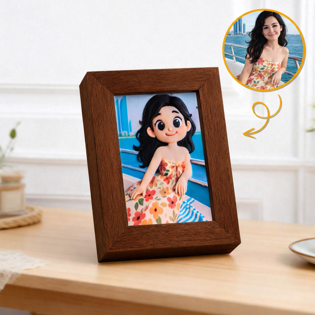 Custom 3D Relief Photo Frame Sculpted Photo Cartoon Style Personalized Photo Gift for Couples Valentines Day Anniversary Decor