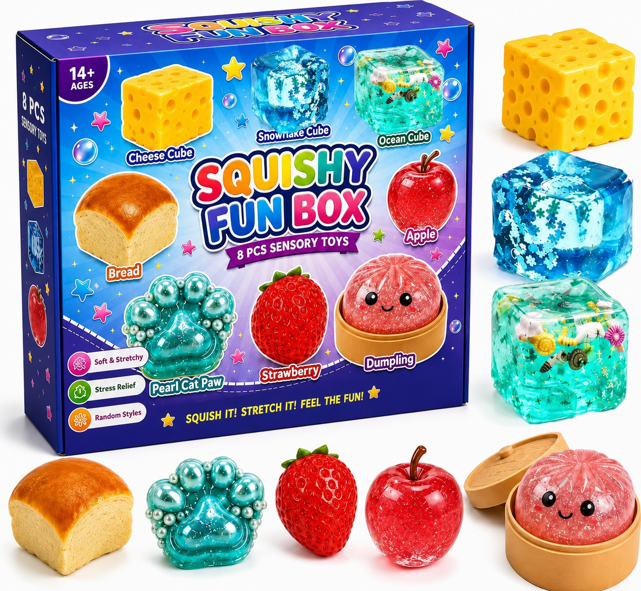 Mystery Dumpling Squeeze Countdown Blind Box 24 Pack Random Squishy Toys Ideal Gift for Kids Adults - 