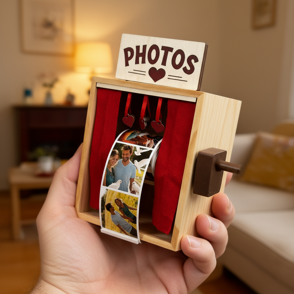 Personalized Photo Hand Crank Booth Custom Photo Scroll Display Memory Gift for Couples