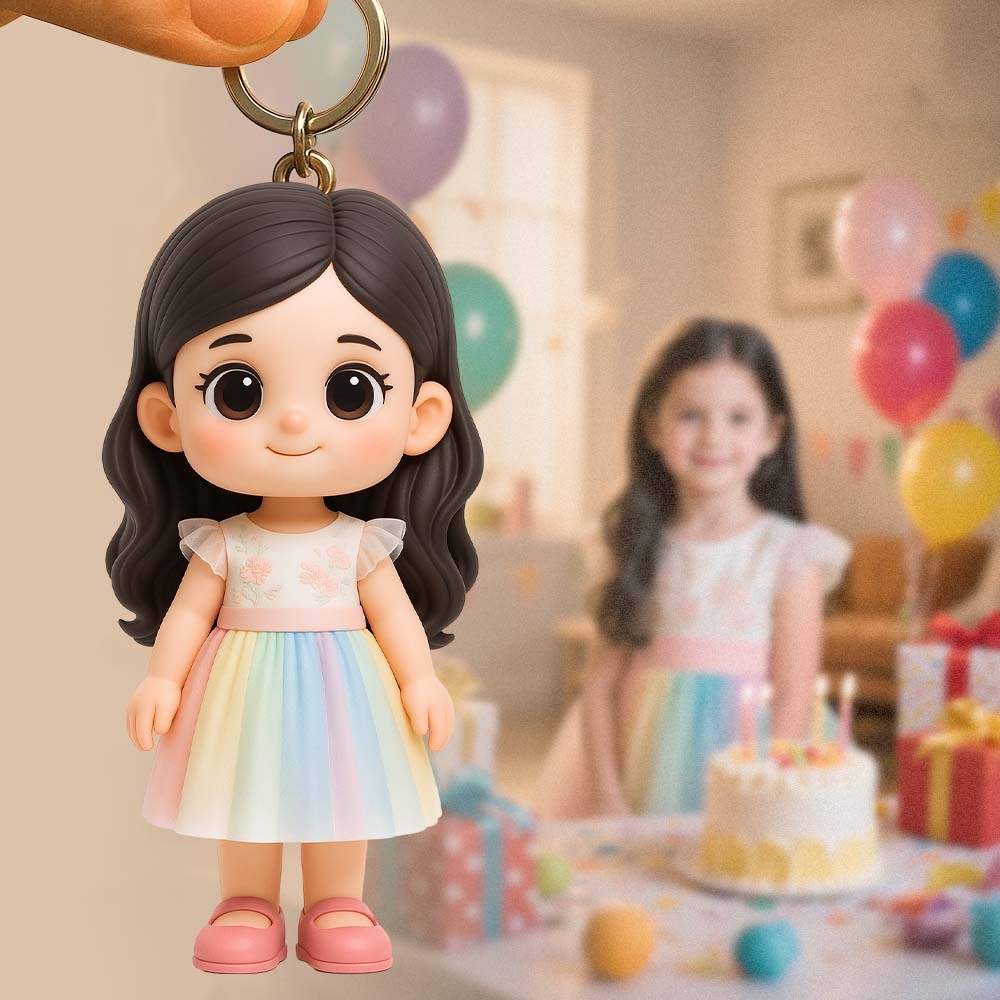 Custom 3D Keychain Figure Based on Your Photo Personalized Mini Doll Birthday Gift
