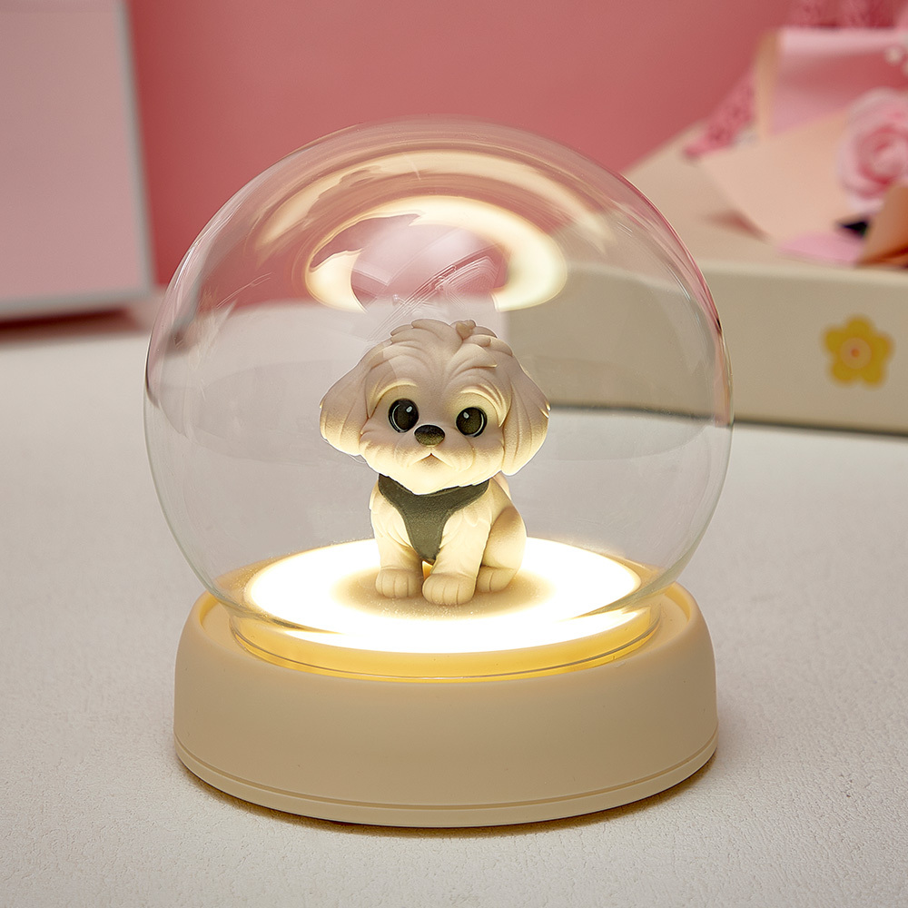 Custom 3D Action Figure Night Lamp from Your Photo Glass Display Dome Auto Sensor Home Decor for Boyfriend, Girlfriend or Anniversary