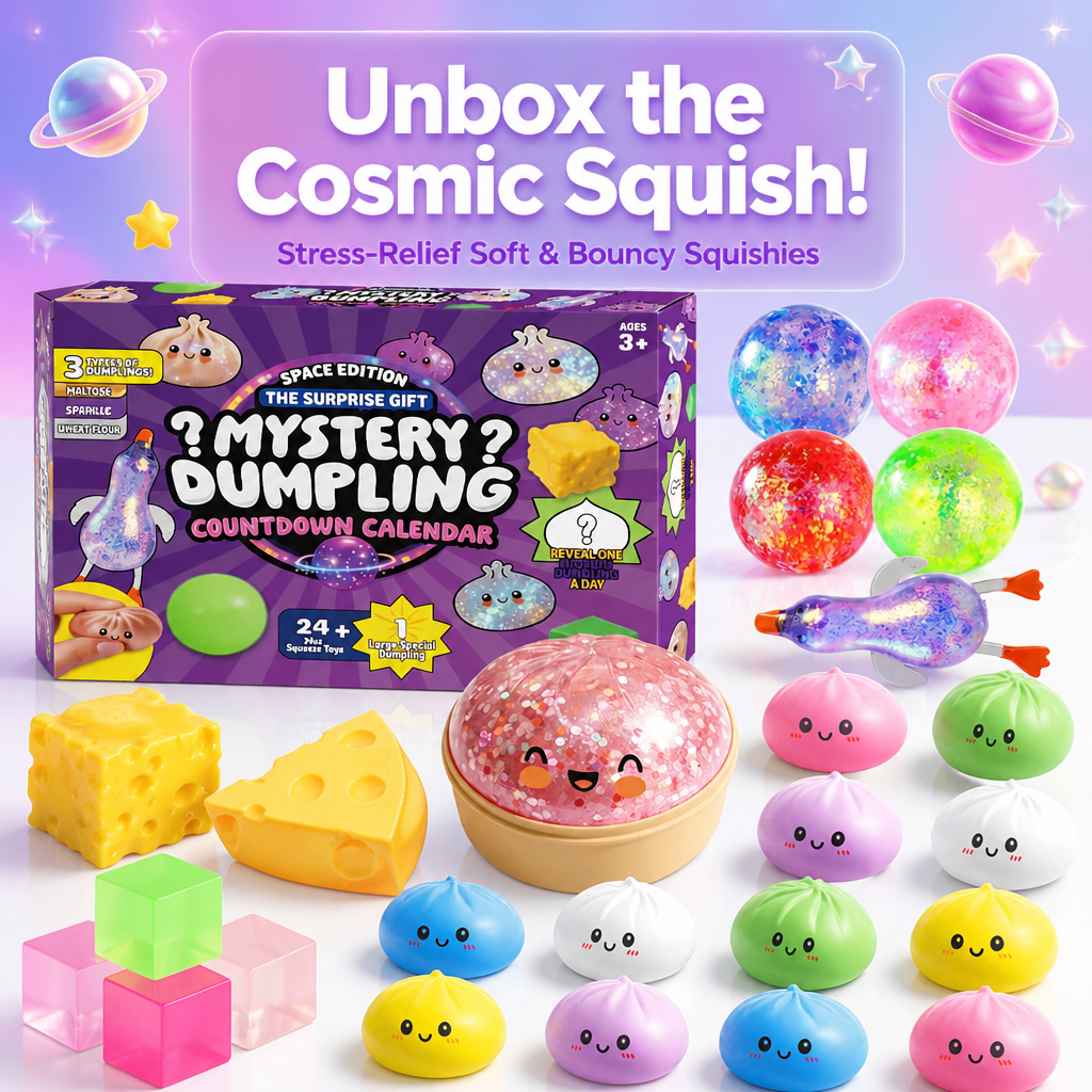 Mystery Dumpling Squeeze Countdown Blind Box 24 Pack Random Squishy Toys Ideal Gift for Kids Adults - 