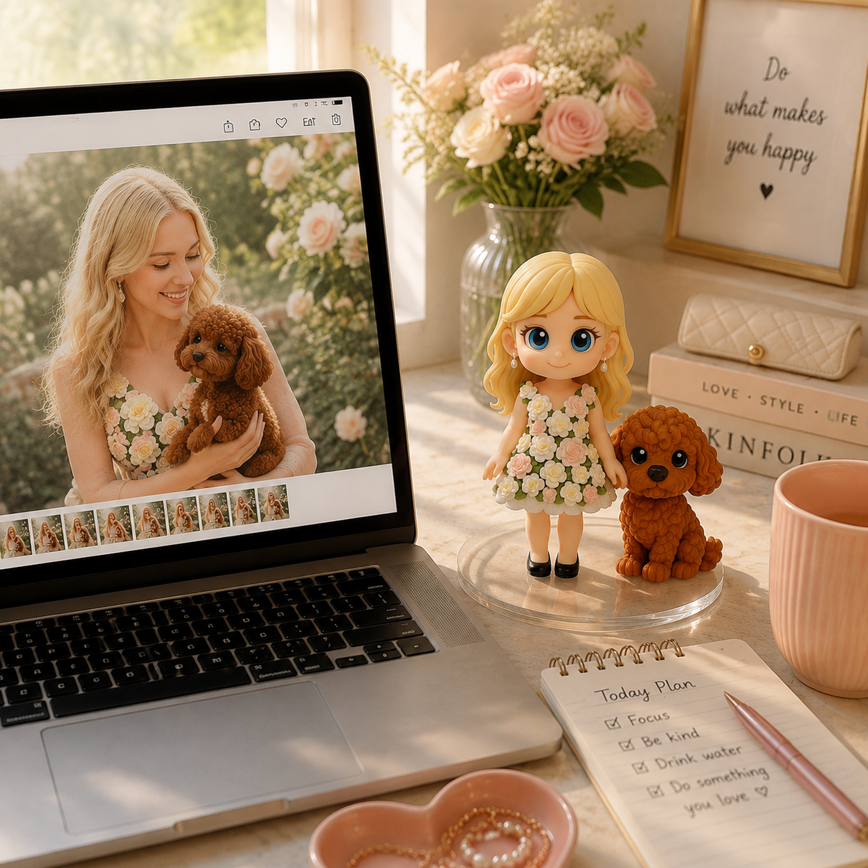 Custom 3D Figure from Photo for Desk Personalized Mini Figurine Gift for Couples Family Pets - 