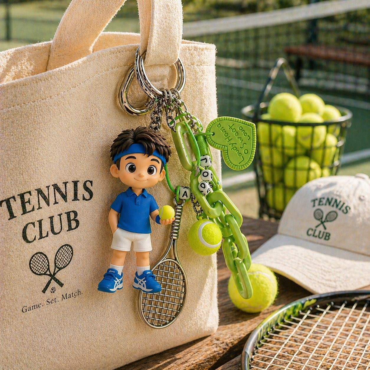 Personalized Tennis 3D Keychain from Photo Custom Chibi Figure Keychain Gift for Him, Boyfriend, Tennis Lovers & Idol Fans - 