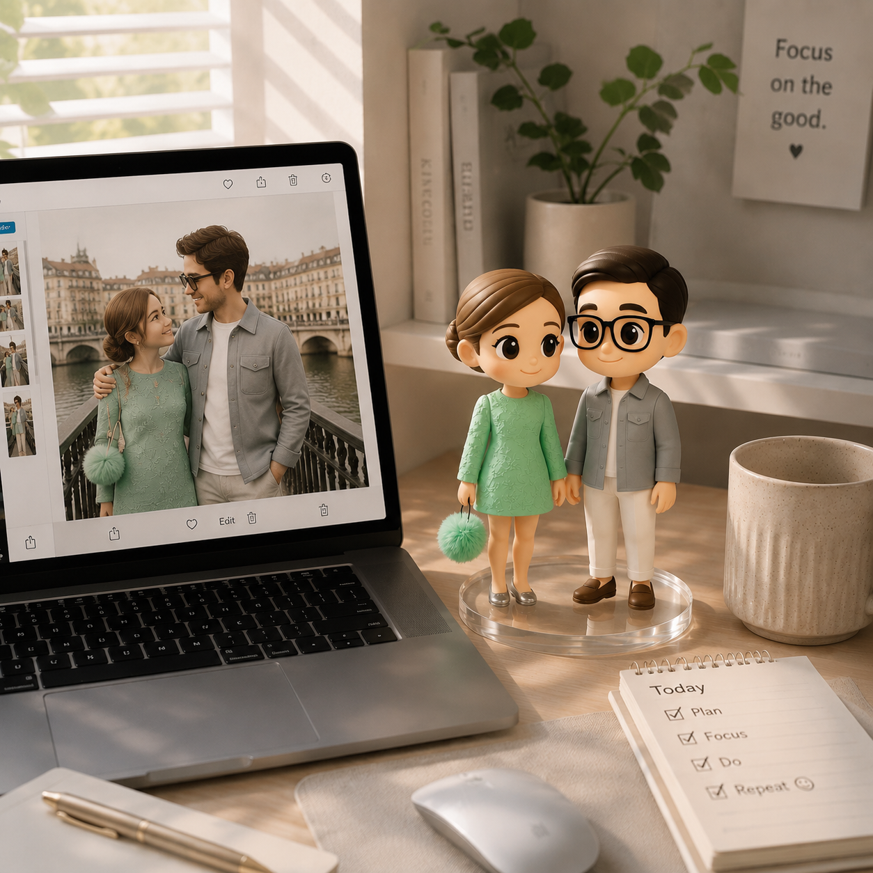 Custom 3D Figure from Photo for Desk Personalized Mini Figurine Gift for Couples Family Pets - 