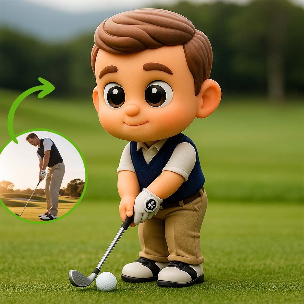 Custom 3D Action Figure Personalized Photo Gift Idea Milestone Trophy for Golf Sports Enthusiasts - 