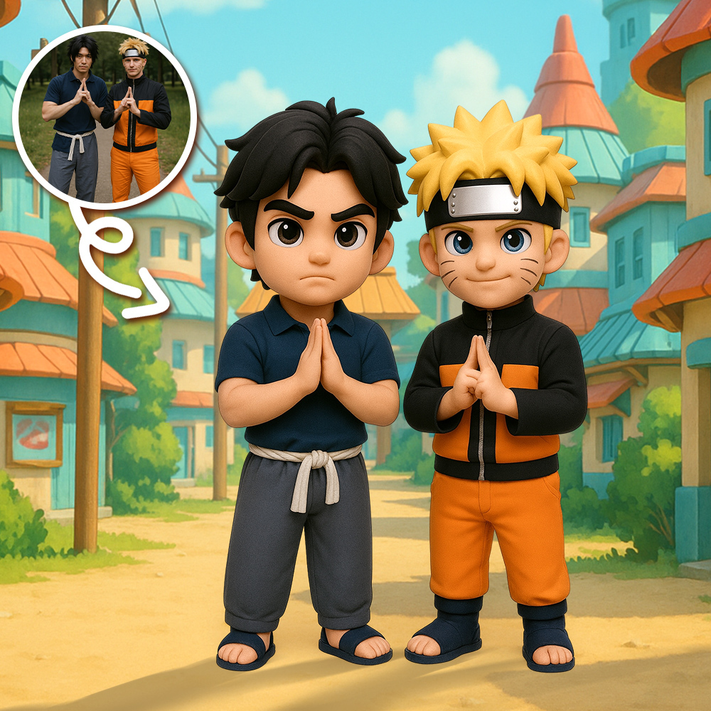 Turn Two Cosplay Characters into Custom 3D Chibi Anime Figures from Photo Personalized Mini Statues - 