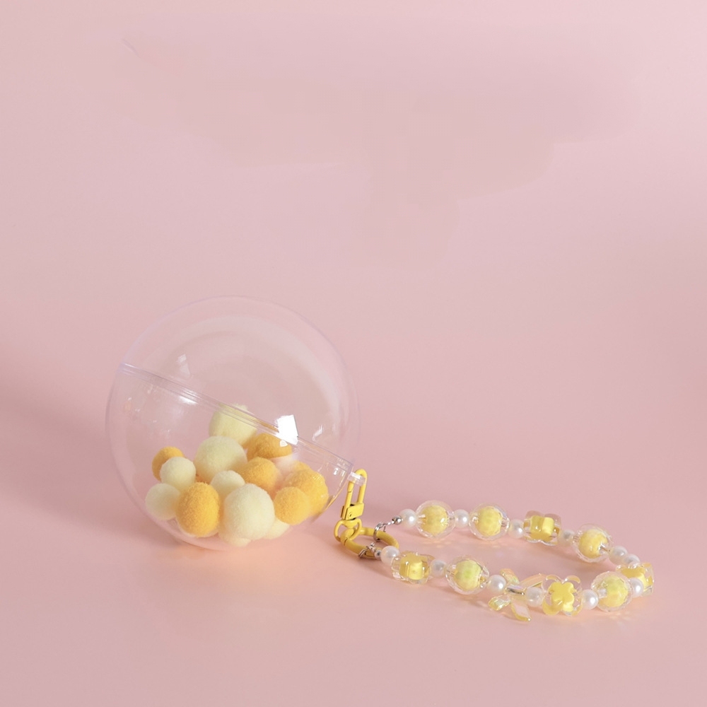 Acrylic Transparent Display Ball for Custom 3D Figurines Round Storage Sphere with Color Bead Chain Keychain Pendant - 