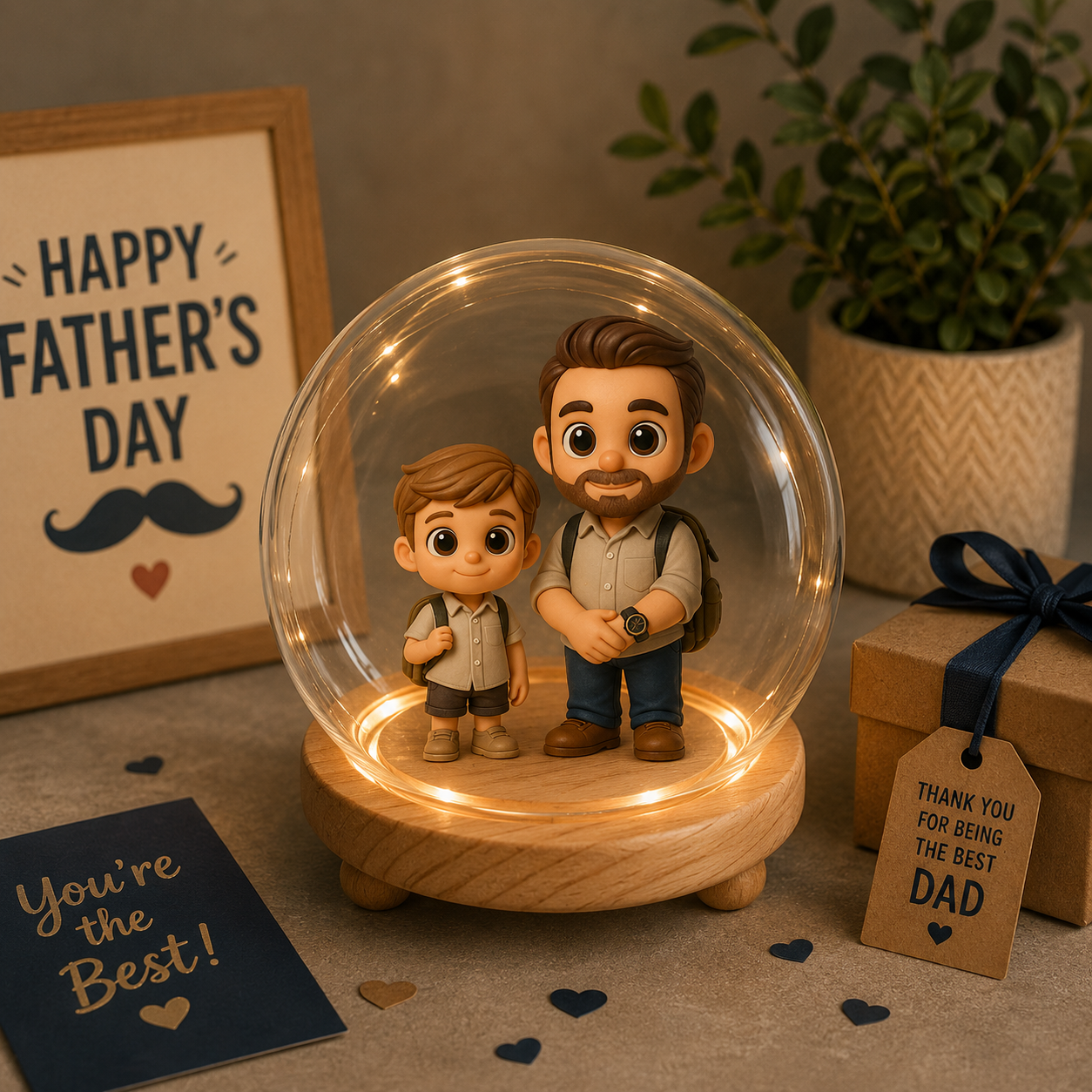 Custom 3D Figure Night Light from Photo Personalized Toy Figure Unique & Memorable Gift for Dad Perfect Father's Day Gift - 