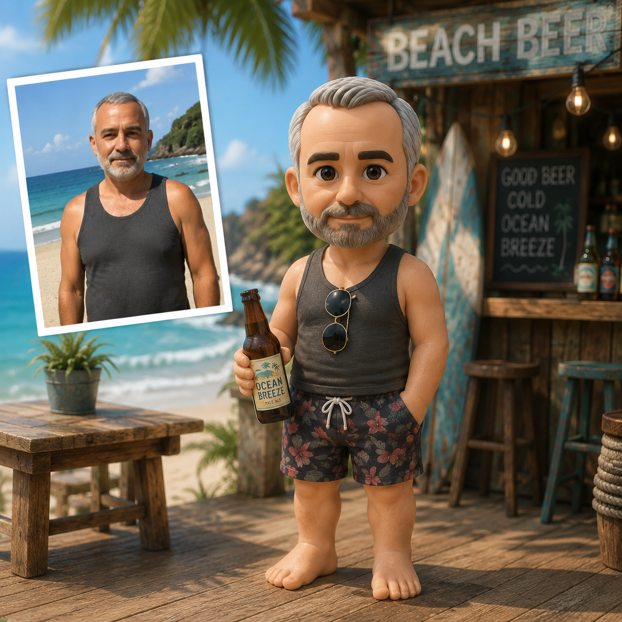 Custom 3D Figure From Photo Personalized Couple Figurine Gift Summer Vacation Memory Gift Idea - 
