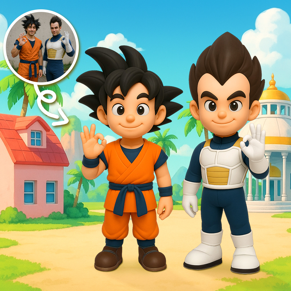 Turn Two Cosplay Characters into Custom 3D Chibi Anime Figures from Photo Personalized Mini Statues - 