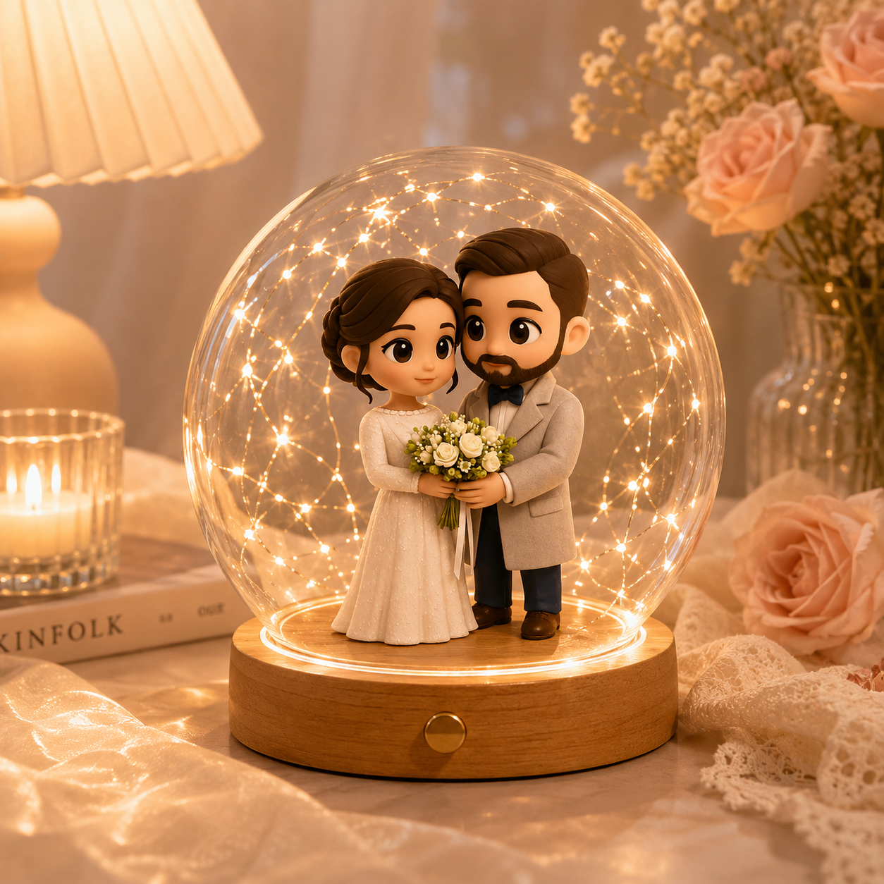 Custom 3D Figure Night Light from Photo Personalized 3D Figure Lamp Unique Gift for Lover - 