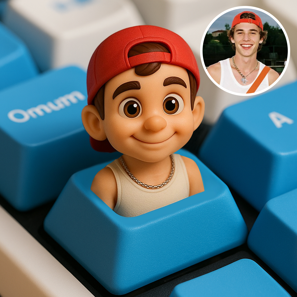 Custom 3D Cartoon Keycap for Mechanical Keyboard Personalized Mini Bust Figurine from Photo 9 Color Options Make Unique Keyboard Accessory for Office & Gaming & Esports Lovers - 