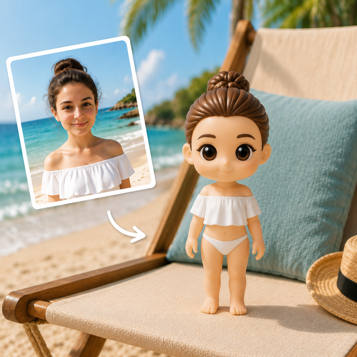 Custom 3D Figure From Photo Personalized Couple Figurine Gift Summer Vacation Memory Gift Idea - 
