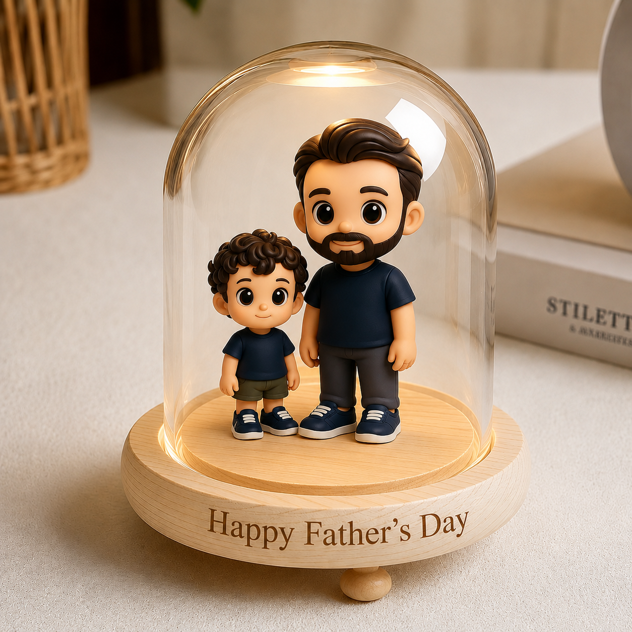 Personalised 3D Figure Lamp From Photo with Engraved Message Cozy Father’s Day Keepsake Gift Unique & Meaningful Gift for Dad