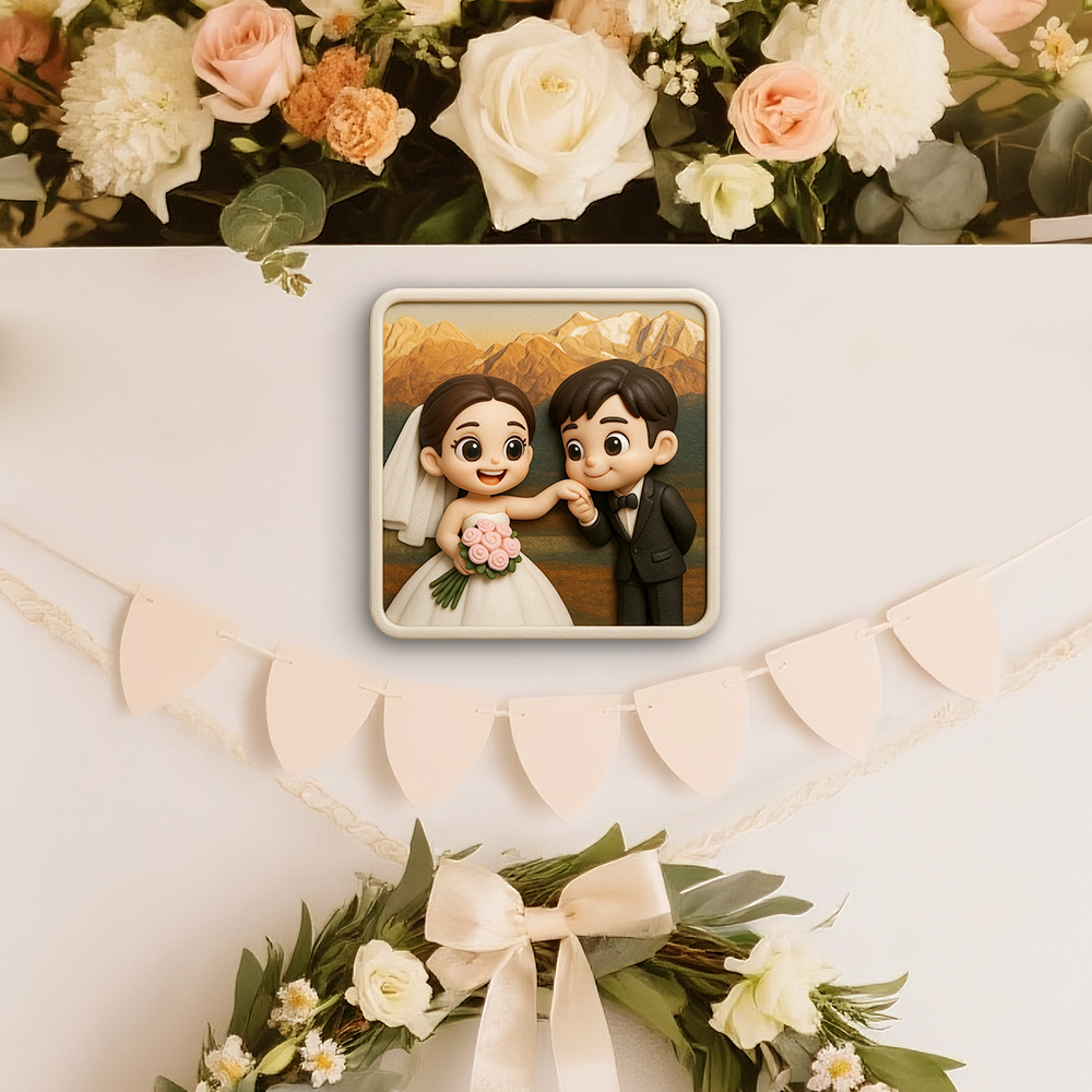 Custom 3D Printed Fridge Magnet from Photo Personalized Cartoon Character with Magnetic Backing - 