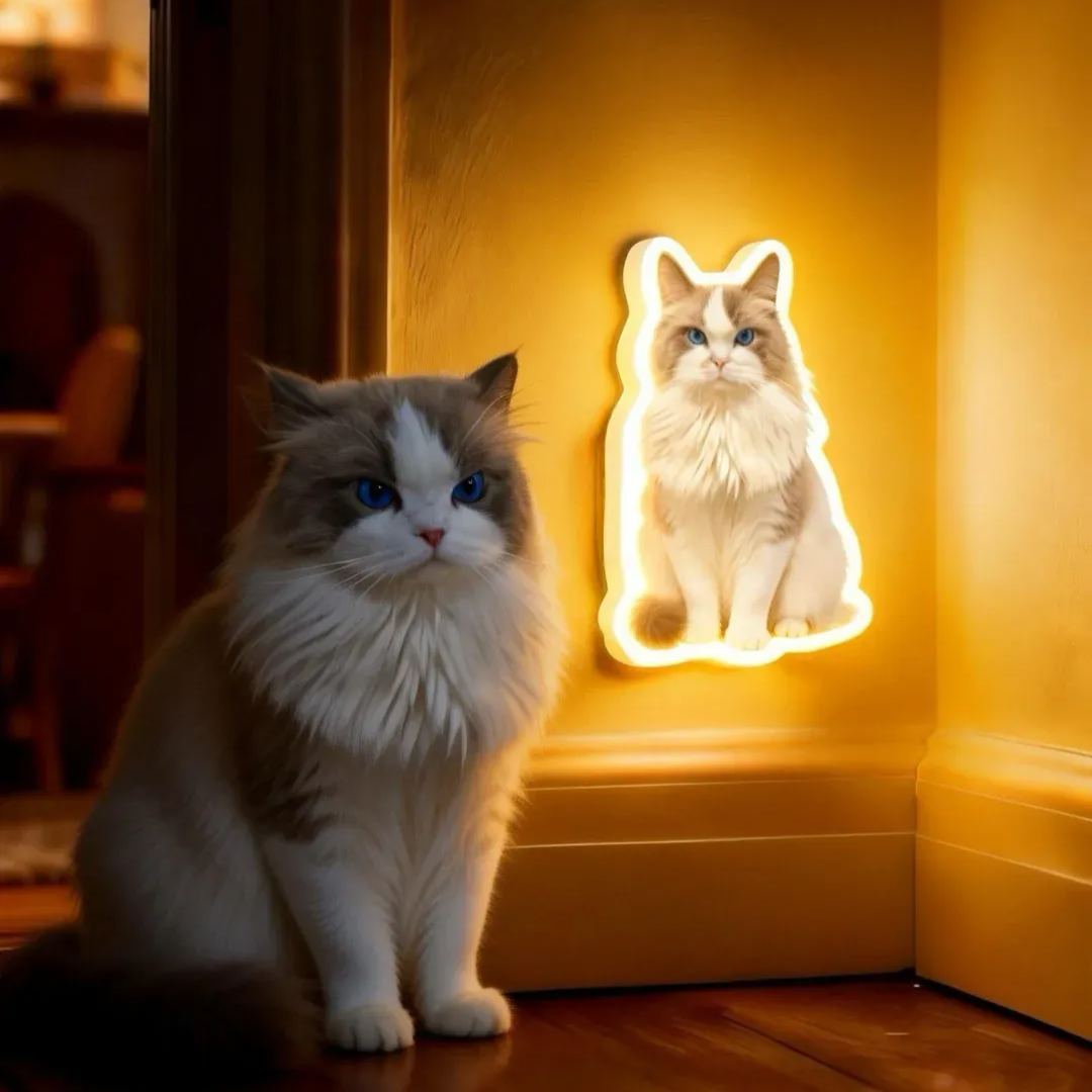 Personalized Cat & Dog Motion Sensor Wall Lamp Custom Pet Photo Night Light for Pet Lover - 