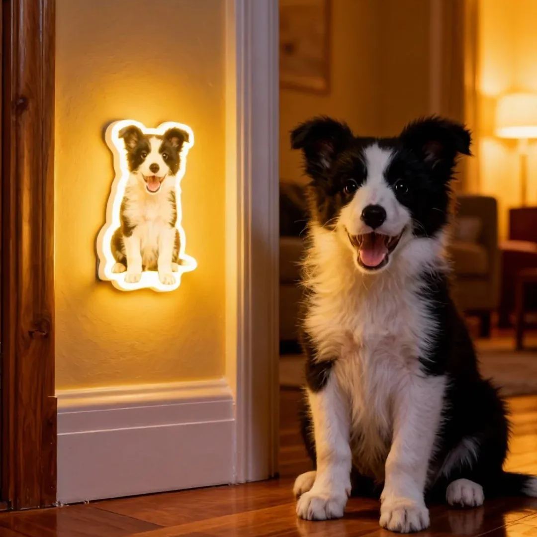 Personalized Cat & Dog Motion Sensor Wall Lamp Custom Pet Photo Night Light for Pet Lover - 