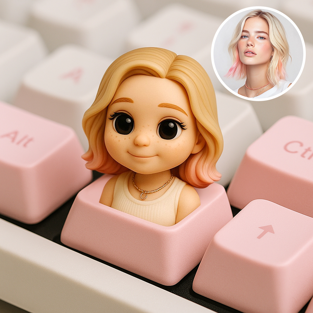 Custom 3D Cartoon Keycap for Mechanical Keyboard Personalised Mini Bust Figurine from Photo 9 Color Options Make Unique Keyboard Accessory for Office & Gaming & Esports Lovers