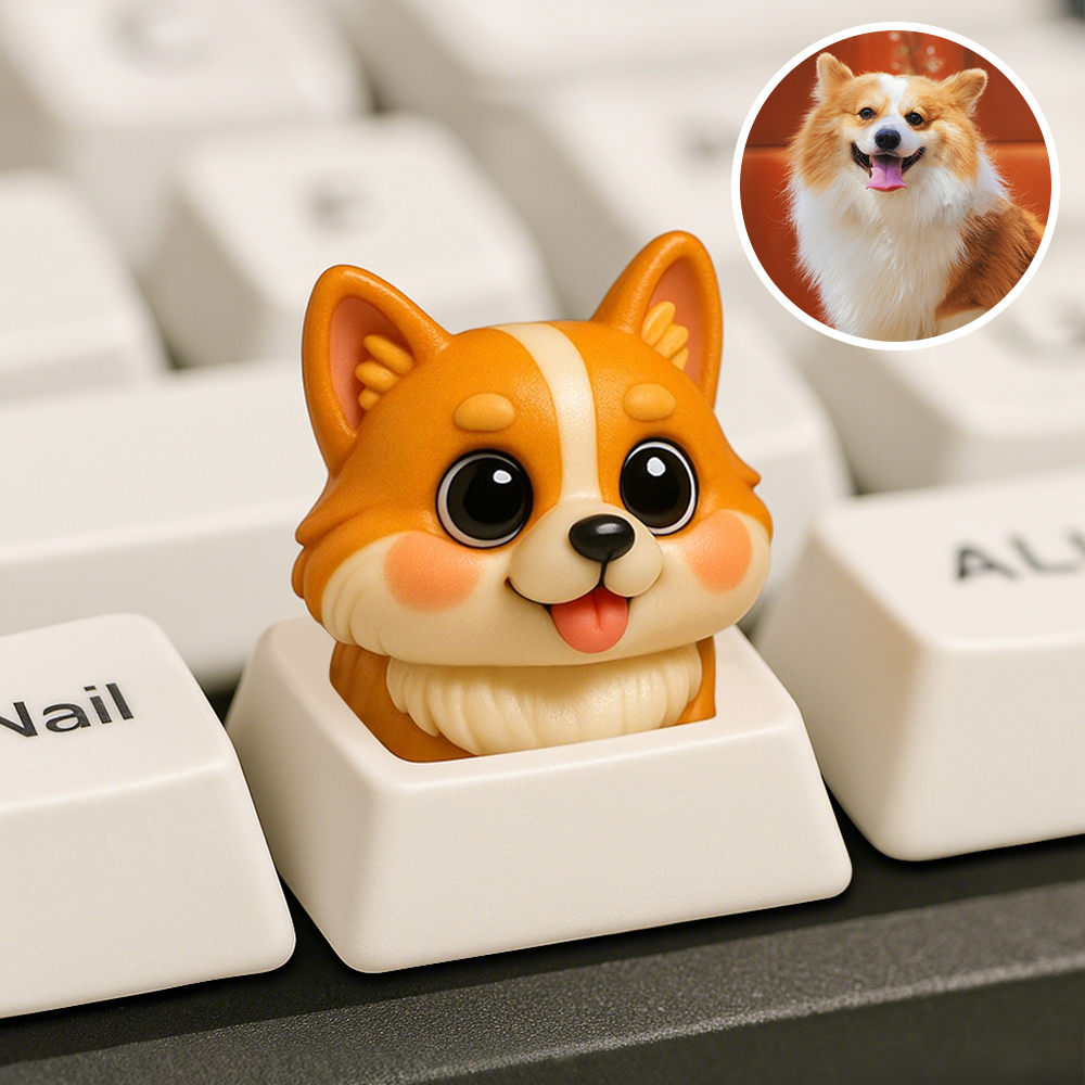 Custom 3D Cartoon Keycap for Mechanical Keyboard Personalized Mini Bust Figurine from Photo 9 Color Options Make Unique Keyboard Accessory for Office & Gaming & Esports Lovers - 