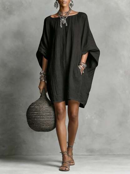 Casual cotton and linen dress