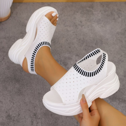 Breathable Knit Platform Wedge Sandals – Easy Slip-On with Arch Support
