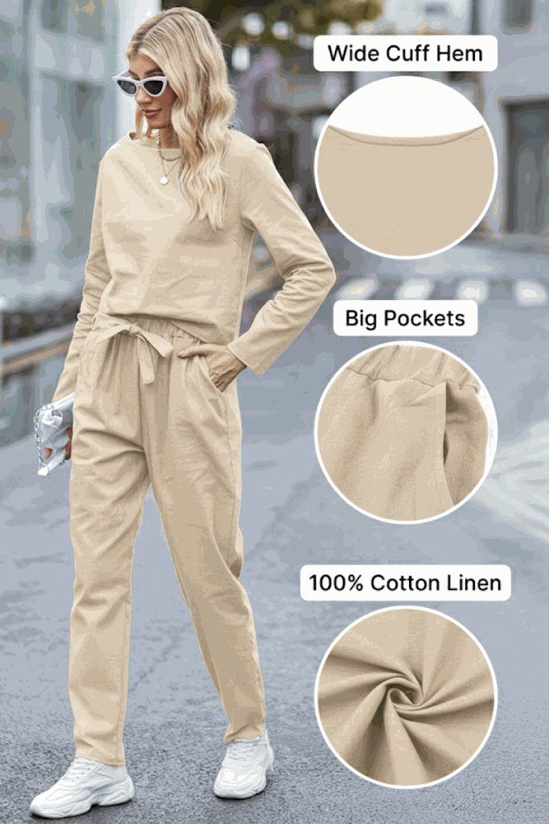 100% Cotton Linen Monochrome 2 Piece Set