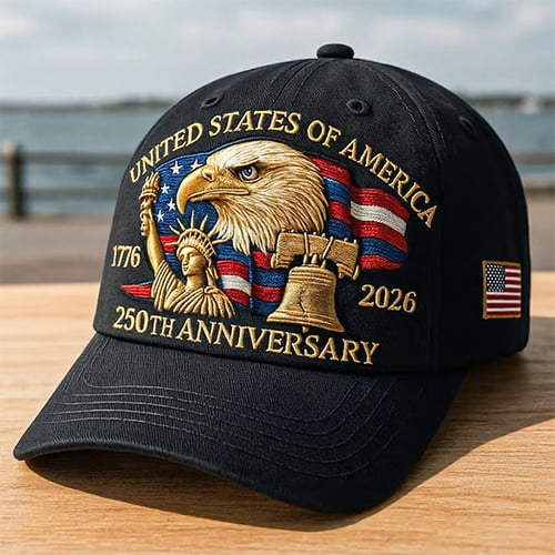 🔥Eagle & Liberty – United States 250th Anniversary Embroidered Hat✨(Breathable & Lightweight Comfort & Unisex Fit)