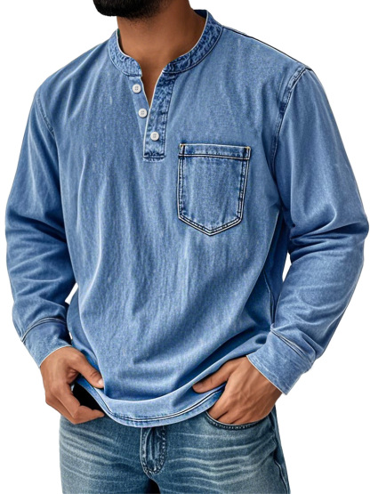 Effortless Rugged Style🌲Men Can’t Get Enough of This Cozy Henley Shirt