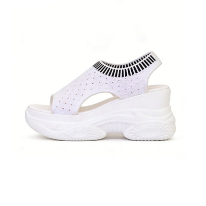 Breathable Knit Platform Wedge Sandals – Easy Slip-On with Arch Support
