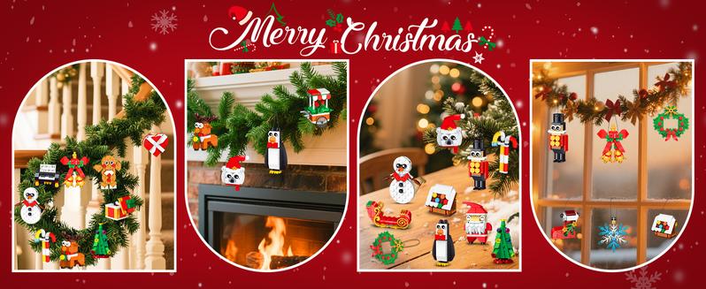 24 Days Christmas Countdown Ornaments Building Set with Hanging Christmas Tree, Wreath, Santa, Snowman, Gingerbread, Reindeer, Nutcracker Snowflakes Xmas Stocking Stuffer Decor Toy Gift for Kids Girl Boys  Ages 6+