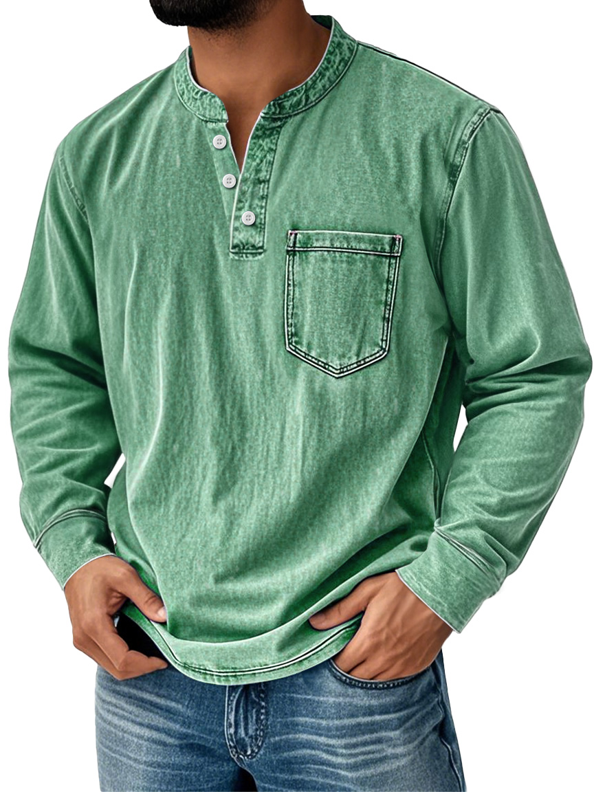 Effortless Rugged Style🌲Men Can’t Get Enough of This Cozy Henley Shirt