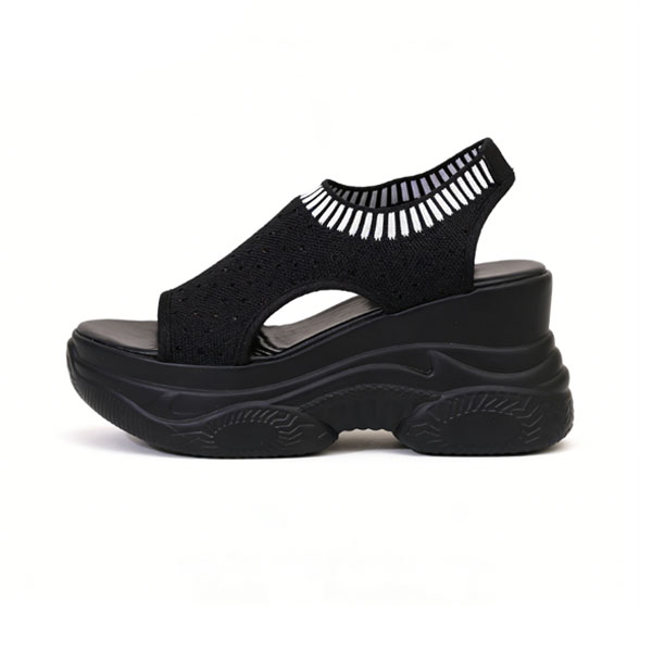 Breathable Knit Platform Wedge Sandals – Easy Slip-On with Arch Support