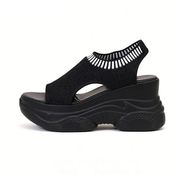 Breathable Knit Platform Wedge Sandals – Easy Slip-On with Arch Support