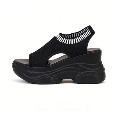 Breathable Knit Platform Wedge Sandals – Easy Slip-On with Arch Support