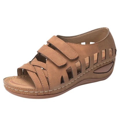 Women Summer Casual Leather Sandals Soft Sole Daily Walking Shoes