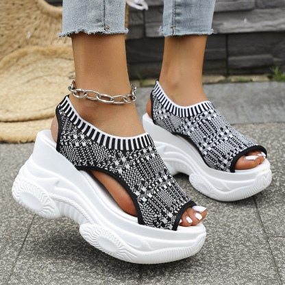 Breathable Knit Platform Wedges – Easy Slip-On with Arch Support