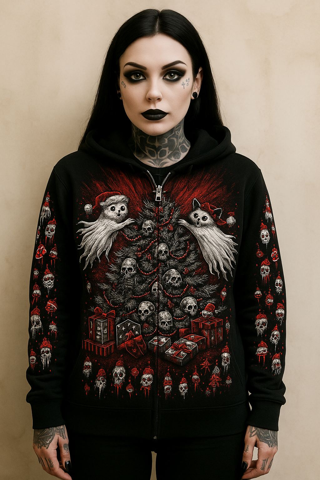 Haunted Xmas Tree – Skull Horror Zipper Hoodie