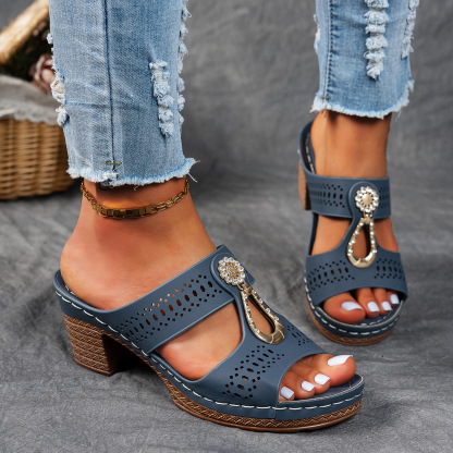 Orthopedic Rhinestones Heel Sandals-Step Into All-Day Comfort – Lightweight Support Sandals
