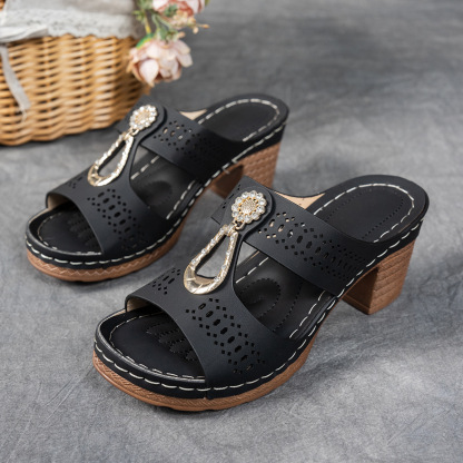 Orthopedic Rhinestones Heel Sandals-Step Into All-Day Comfort – Lightweight Support Sandals
