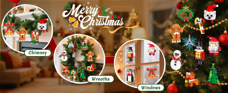 24 Days Christmas Countdown Ornaments Building Set with Hanging Christmas Tree, Wreath, Santa, Snowman, Gingerbread, Reindeer, Nutcracker Snowflakes Xmas Stocking Stuffer Decor Toy Gift for Kids Girl Boys  Ages 6+