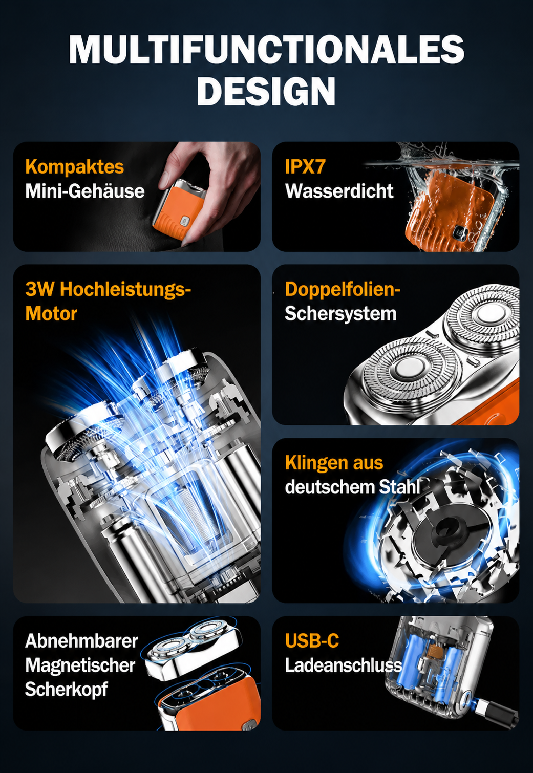 Rotary Dual-Ring Electric Shaver