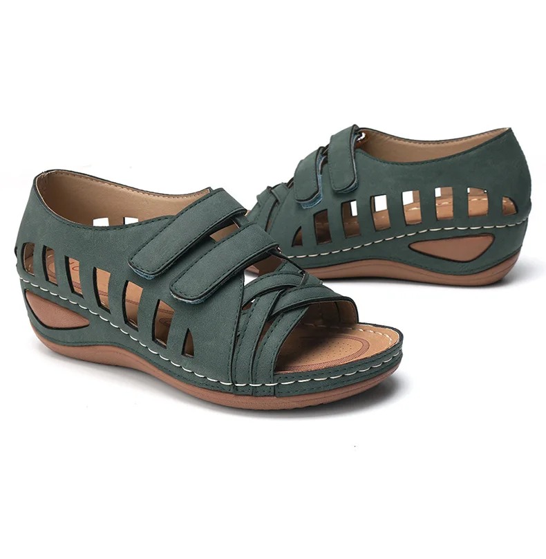 Women Summer Casual Leather Sandals Soft Sole Daily Walking Shoes