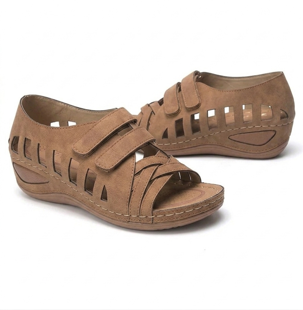 Women Summer Casual Leather Sandals Soft Sole Daily Walking Shoes