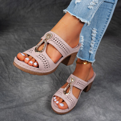 Orthopedic Rhinestones Heel Sandals-Step Into All-Day Comfort – Lightweight Support Sandals